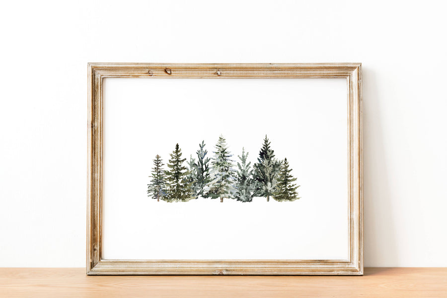 Evergreen Winter Art Print: 8x10in